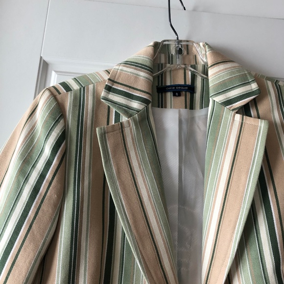 Tan and Green Striped Blazer - Picture 2 of 2